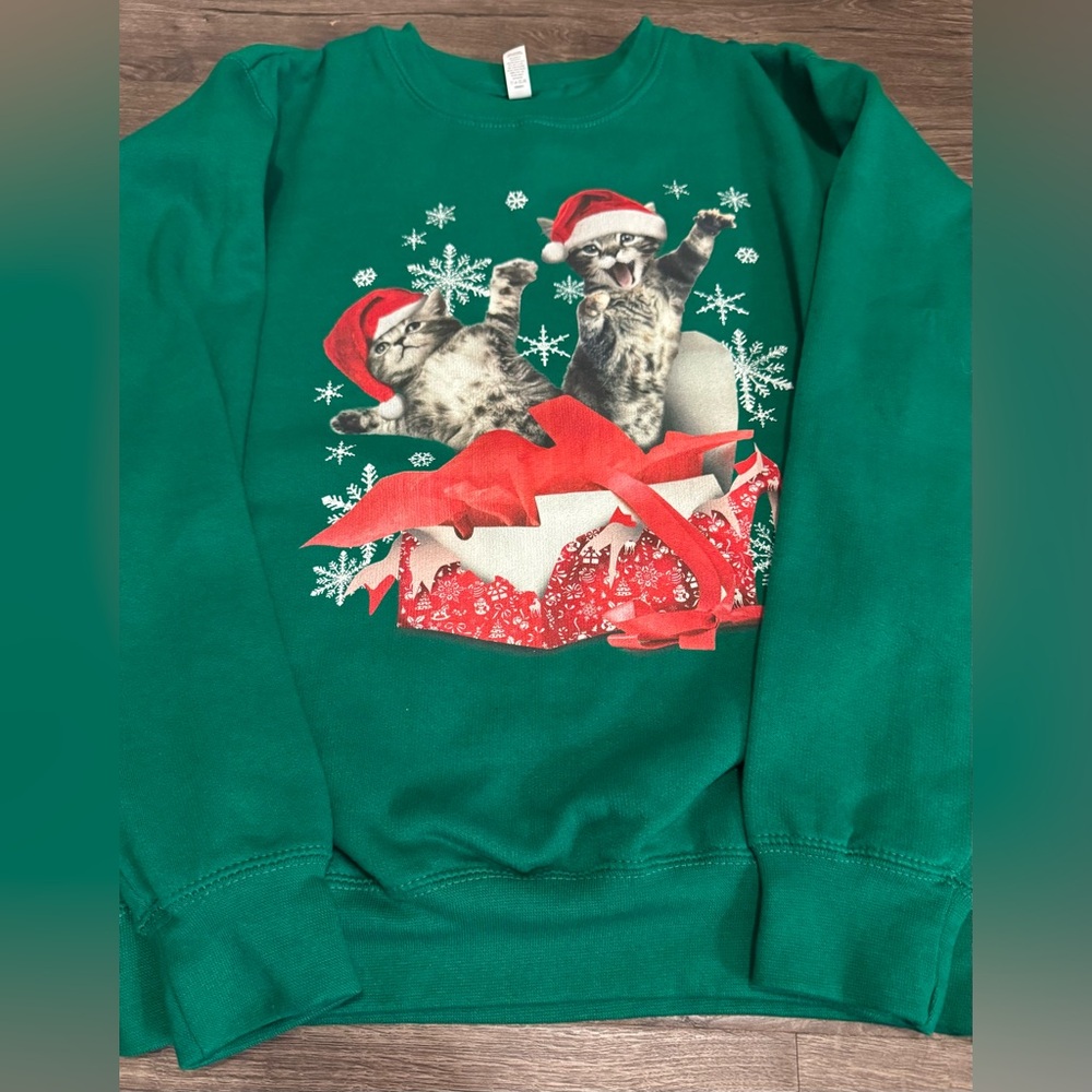 Green Christmas Cat Sweatshirt